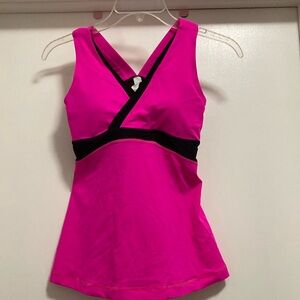 Lululemon Athletica Pink and Black Crossback Sports Bra